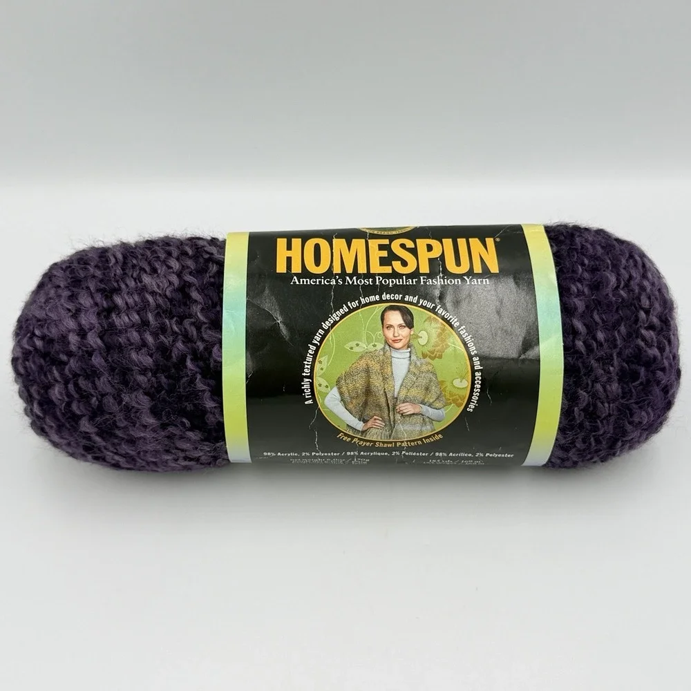 Lion Brand Homespun Yarn 334 Gothic Purple 6 oz 185 yd Bulky 5 Made in USA